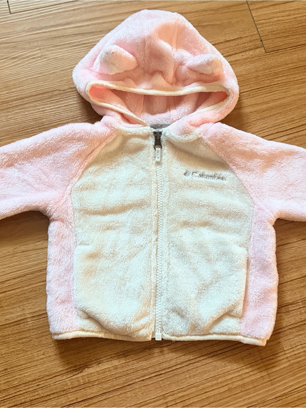 Columbia Kids Pink and Cream Plush Hooded Puffer Jacket